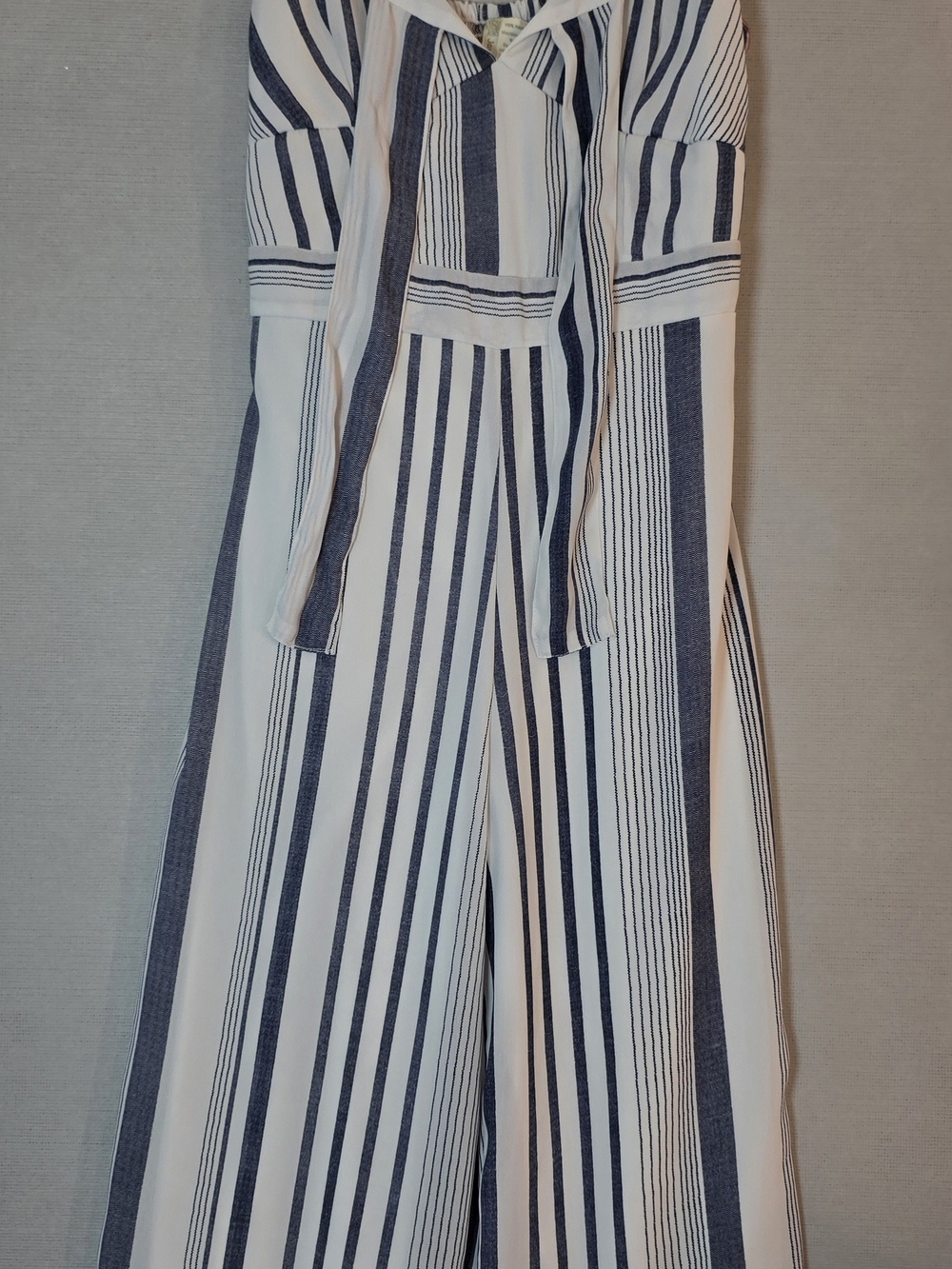 Japna Navy and White Striped Wide-Leg Jumpsuit